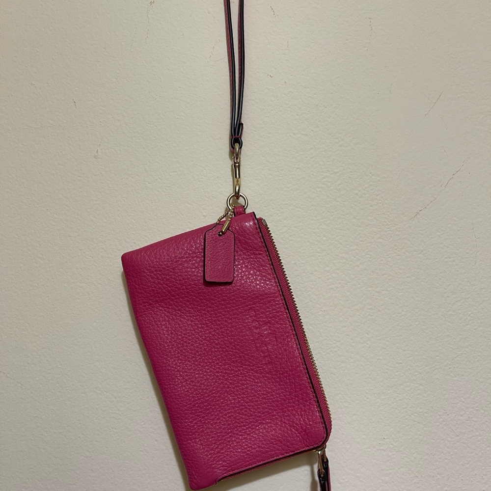 Coach Fuchsia Leather Wristlet